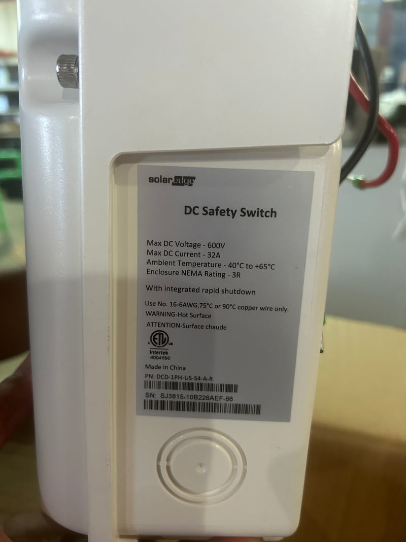 New Solar Edge Safety Switch DCD-1PH-US-S4-A-R
