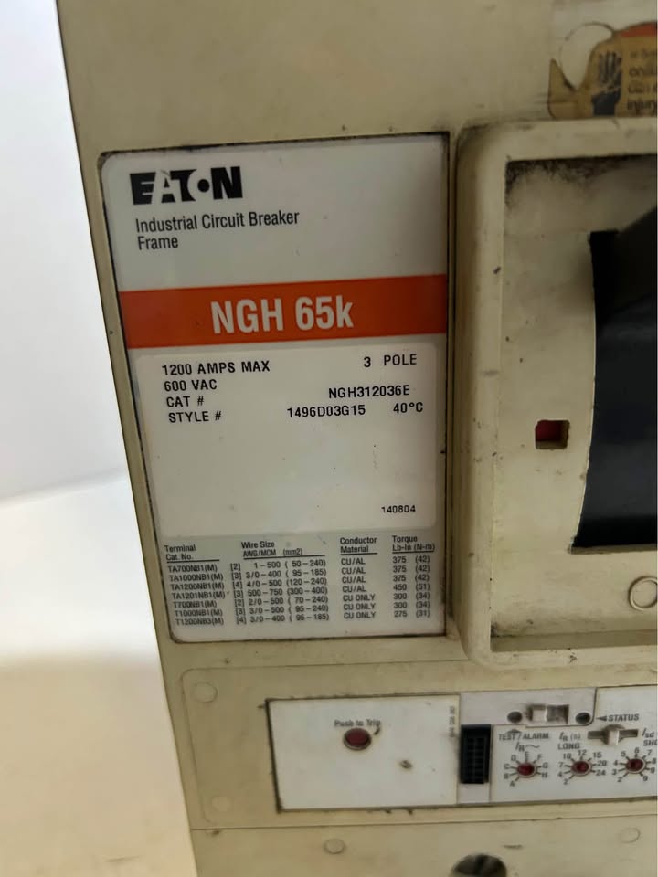 NGH 65K 1200 Amp Eaton Circuit Breaker