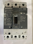 A Siemens Breaker 150A, labeled with technical details and specifications, is mounted on a white surface.