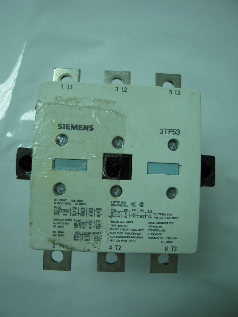 Siemens Contactor 3HP Model 3TF53 For Design E Se