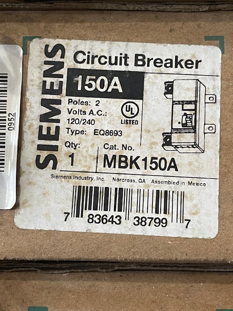 SIEMENS CIRCUIT BREAKER 150A | MBK150A NEW