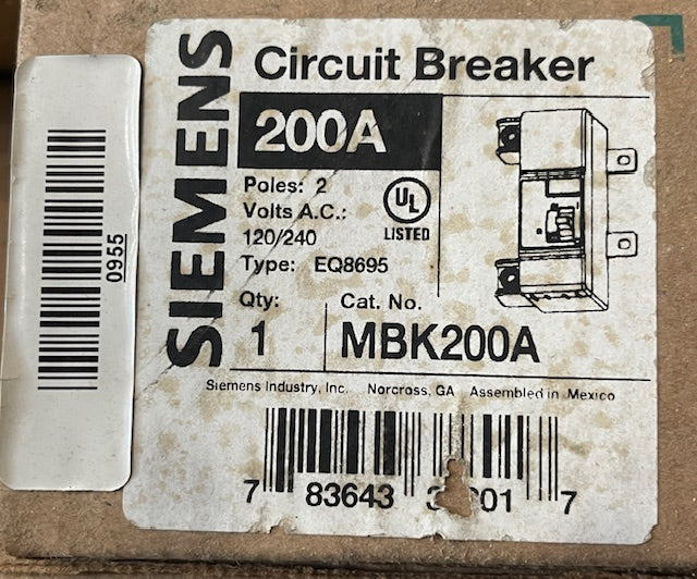 SIEMENS | CIRCUIT BREAKER | 200A | MBK200A NEW