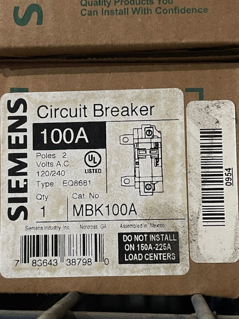 SIEMENS | CIRCUITBREAKER | 100A | MBK100A