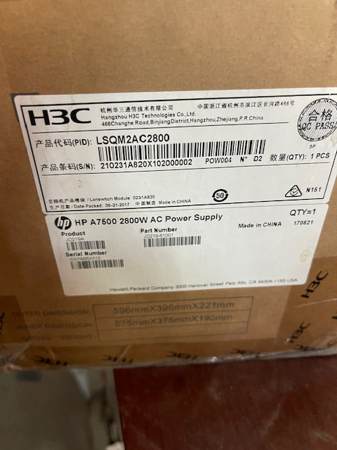HP JD219A A7500 2800W AC Power Supply NEW Open Box