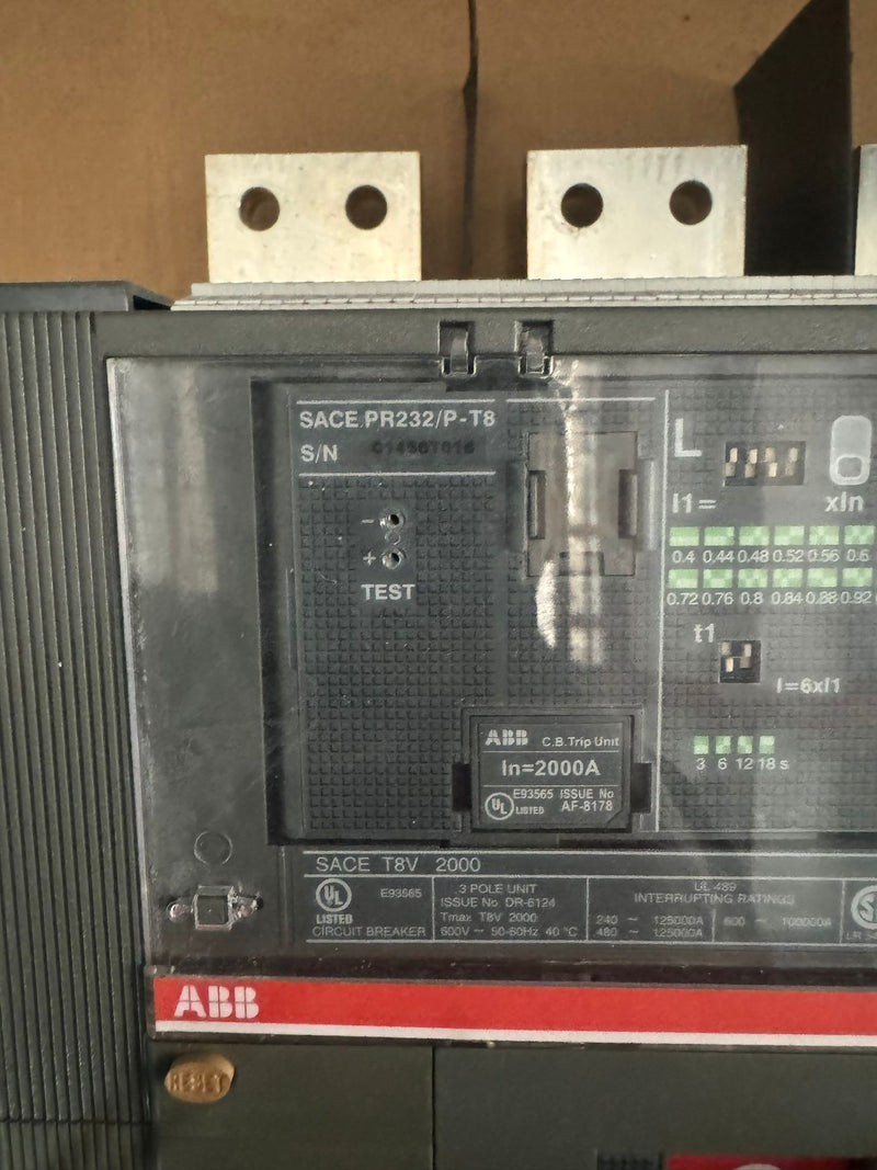 NEW ABB T8V Circuit Breaker SACE TMAX 2000 A 3P 600V 50-60Hz