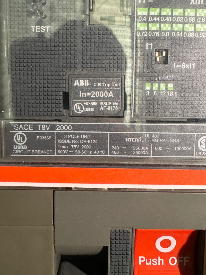 NEW ABB T8V Circuit Breaker SACE TMAX 2000 A 3P 600V 50-60Hz