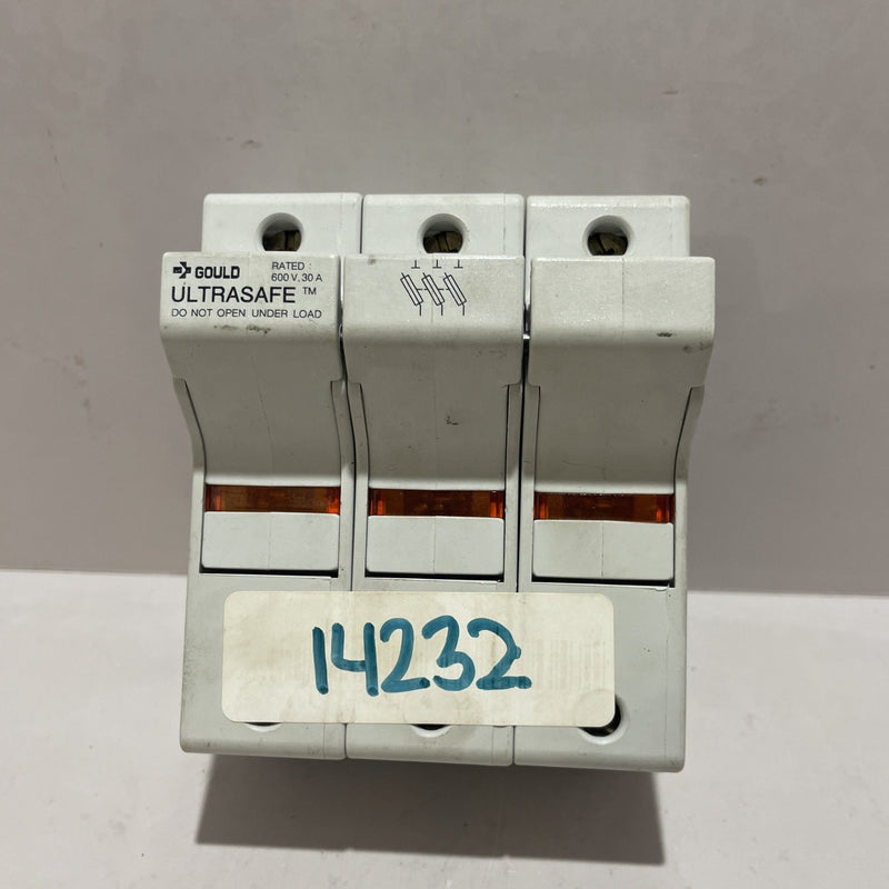 Gould Ultrasafe Class J PLC Fuse Holder Rated 600V 30 Amps 200000 Amps RMS SYM Rating Class J Fuse HRC1