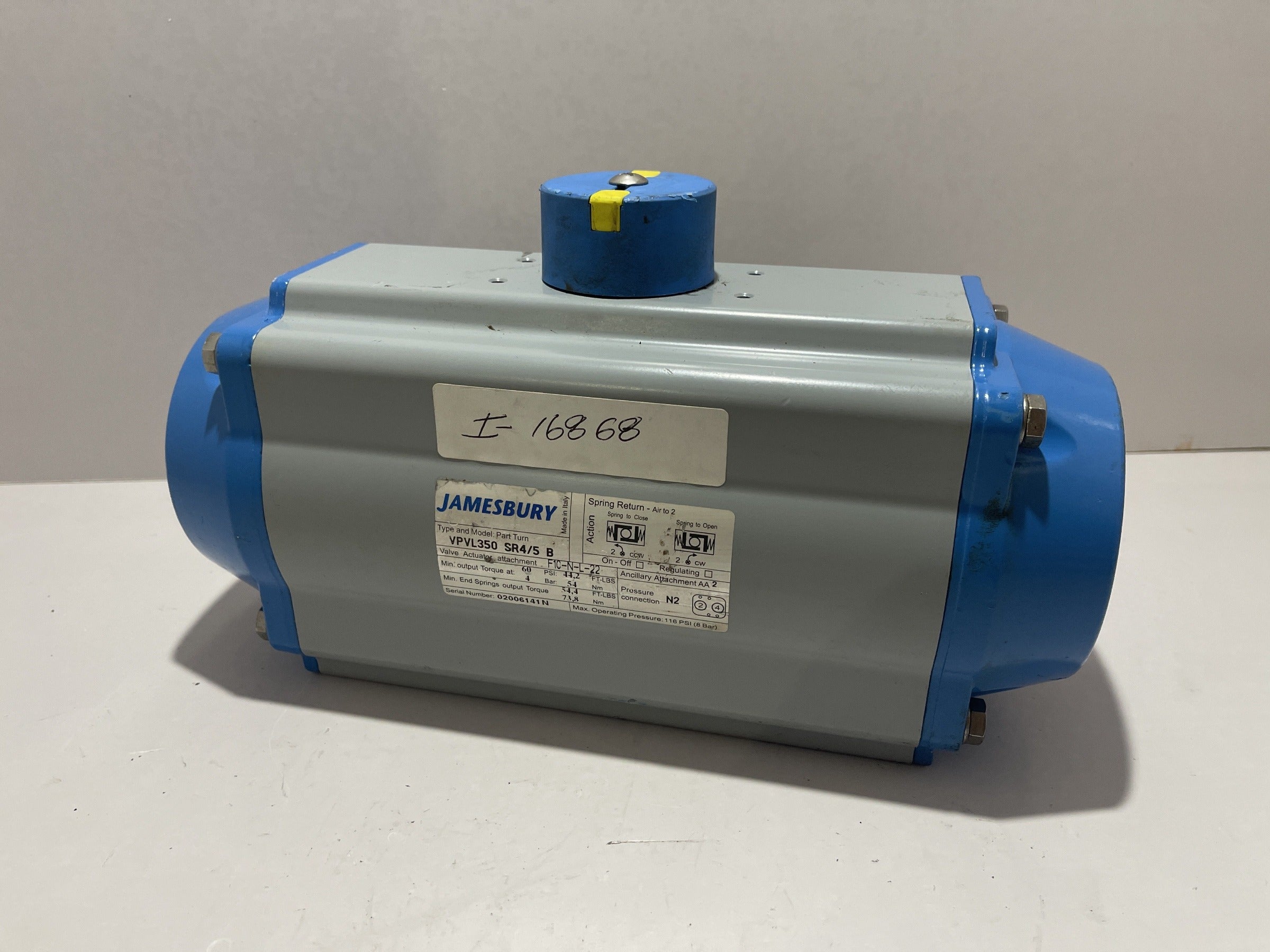 JamesBury Pneumatic Valve Actuator VPVL350 SR4/5B. Rack & Pinion Actua