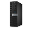 Refurbished black DELL OPTIPLEX 7040 SFF desktop with Intel i5, 8GB RAM, 500GB HDD, Windows 10, front ports, and Dell logo.