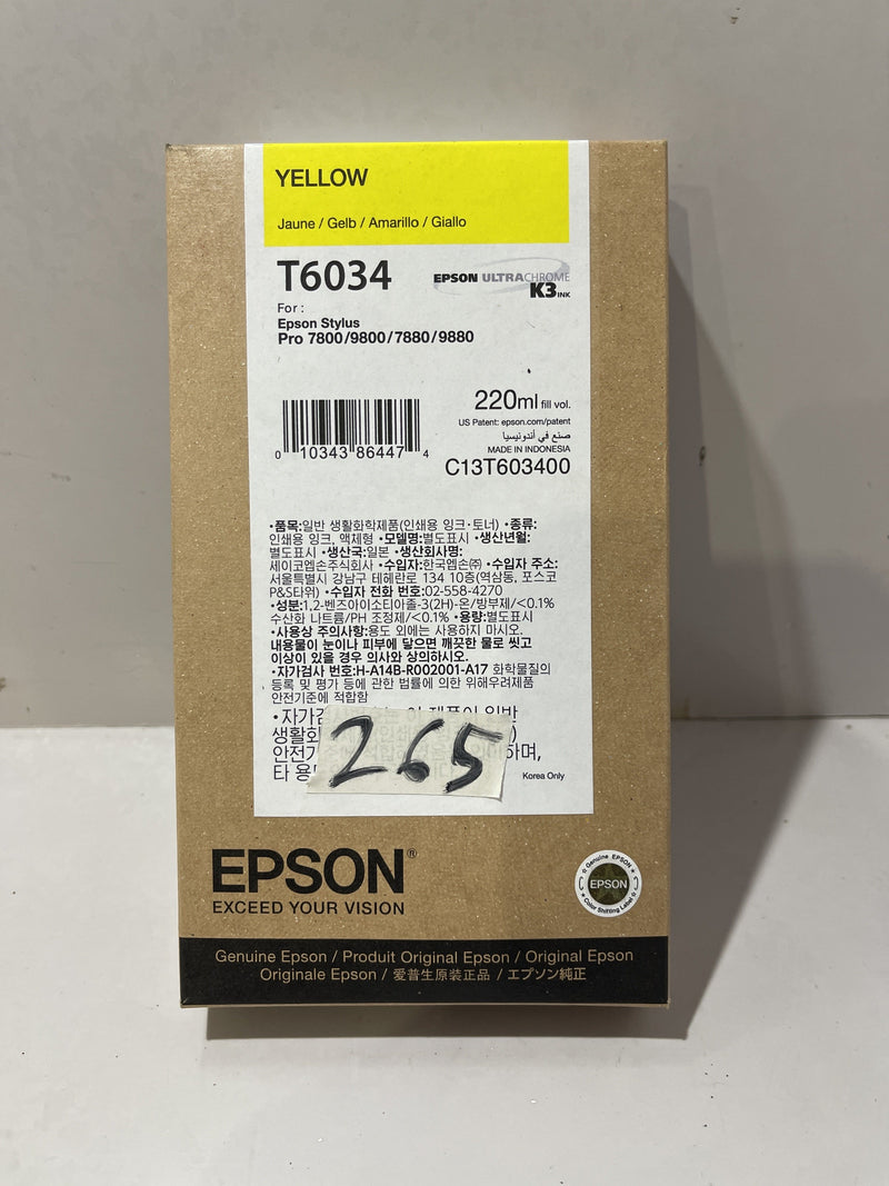 Epson Cartridge, Marca: Epson Ultra Chrome, T6034, Color: Yellow