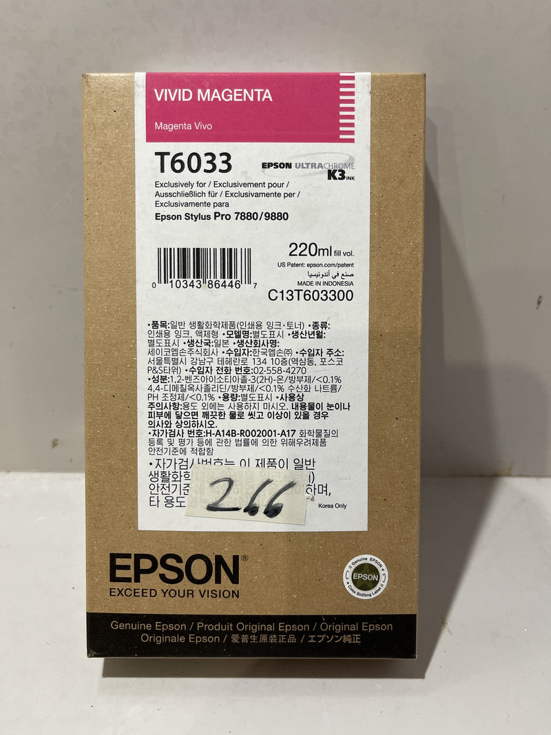 Epson Cartridge, Marca: Epson Ultra Chrome, T6033, Color: Vivid Magenta
