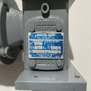 MARCA: BALDOR, TRANSMISION: BOSTON GEAR, HP: .33, PH: 3, VOLTS: 400-208-230/460, RPM: 1425-1725